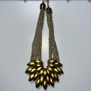 Chunky Golden Intertwined Beads Statement Necklace, Gold